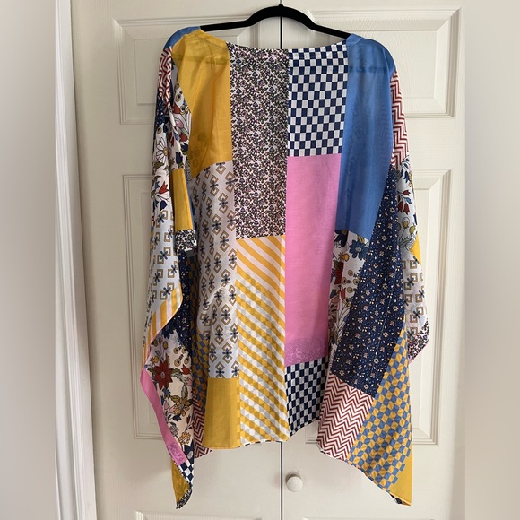 Tory Burch Floral Patchwork Short Caftan/Kaftan Cover-Up Cotton/Silk Beach M/L - Picture 8 of 10